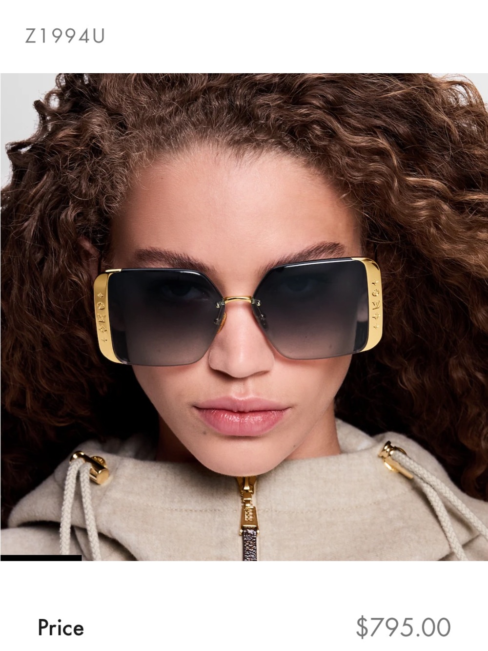 Louis Vuitton Oversized Square Sunglasses - Gold & Black